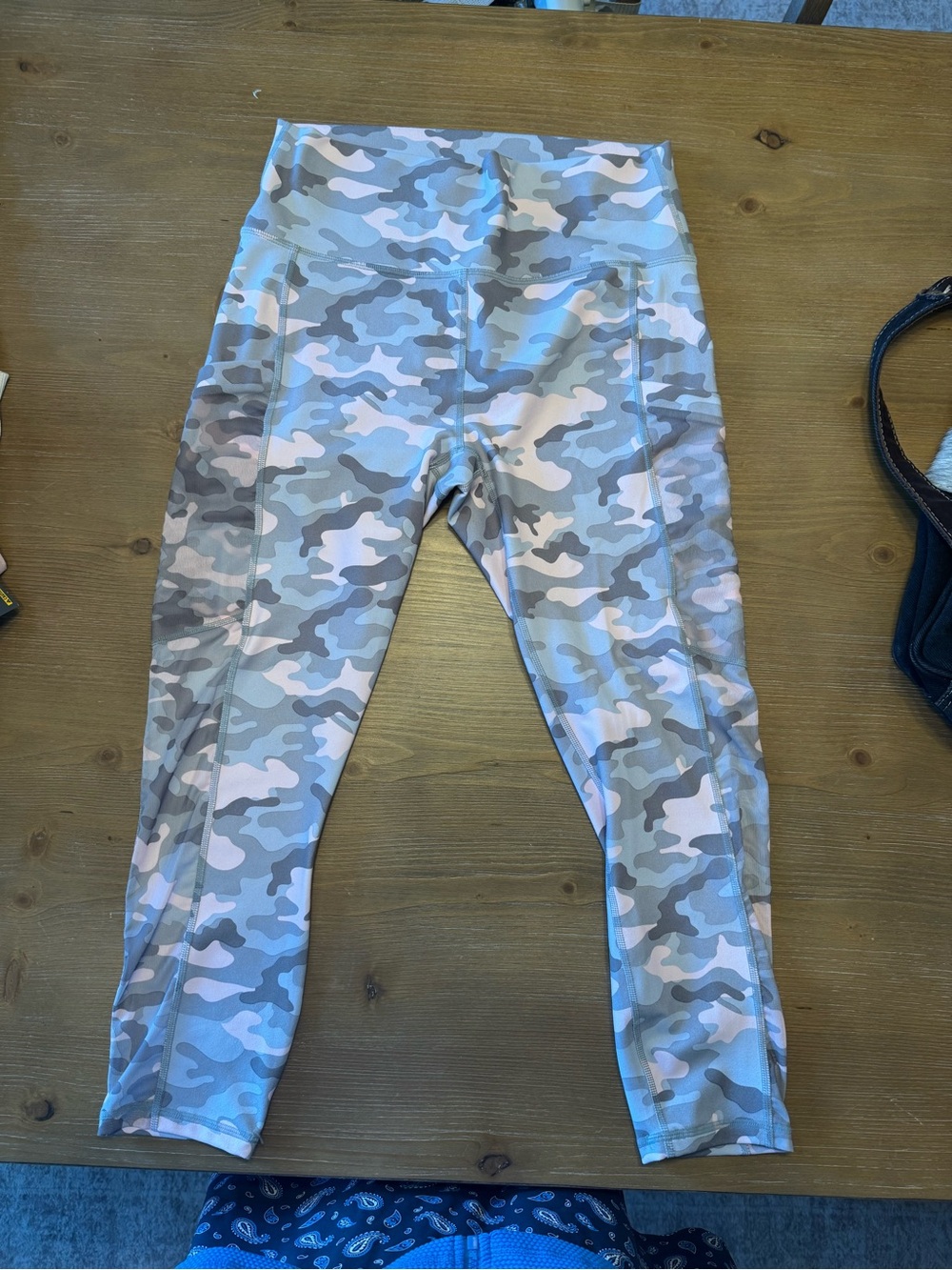 Fabletics Pink and Gray Camo High-Waist Leggings